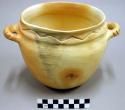 Ceramic vessel, 2 handles, incised neck & rim, flat base