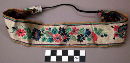 Polychrome Silk Headband with Floral Designs