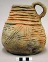 Jar, polacca polychrome style d. reproduction of primitive ware. 17.0 x 16.5 cm.