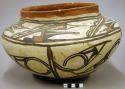 Jar, polacca polychrome style c. zuni rain bird design. 22.0 x 34.3 cm.