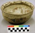 Polychrome pottery bowl - red, white, brown