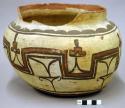 Jar, polacca polychrome style c. linear design. 14.5 x 27.6 cm.