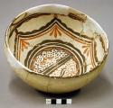 Bowl, polacca polychrome style c. int: curvilinear design; ext: slipped, no desi