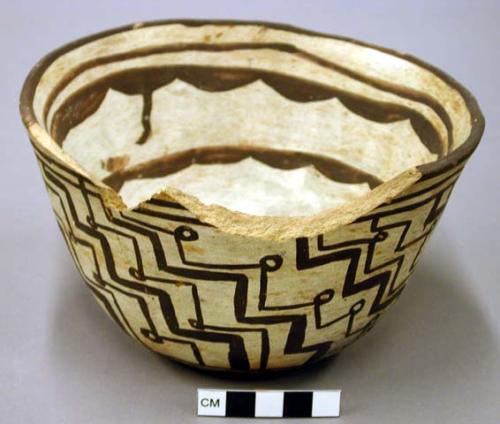 Bowl, polacca polychrome style c. int: curvilinear design; ext: linear design. 9