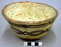 Bowl, polacca polychrome style c. int: splatter design; ext: curvilinear design.