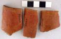 Ceramic rim sherds, redware, plain