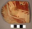 Rim sherd. intrusive type. single perforation along one edge. tanque verde red-o