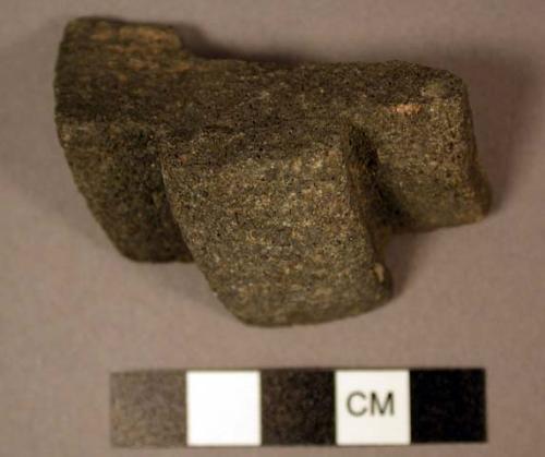 Paint mortar fragment. stone cup-like vessel. ground into shape. mid-lateral gir