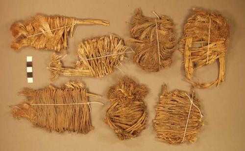 Woven Fiber, sandal fragments, bound after excavation with white twine