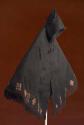 Black woolen hooded man's cape (jellaba) - red design on back
