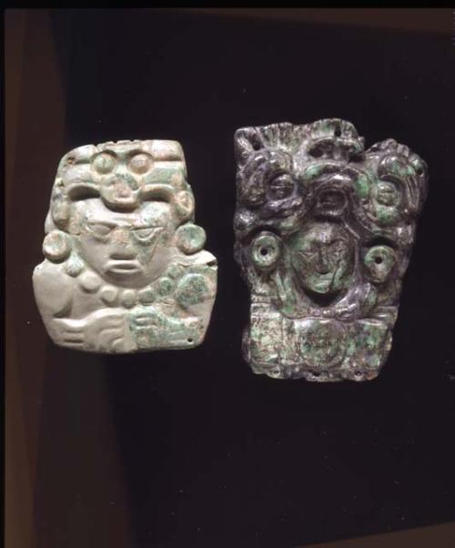 3 portions of jade flat relief human bust