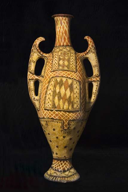 Large, long-necked pottery vessel - two handles