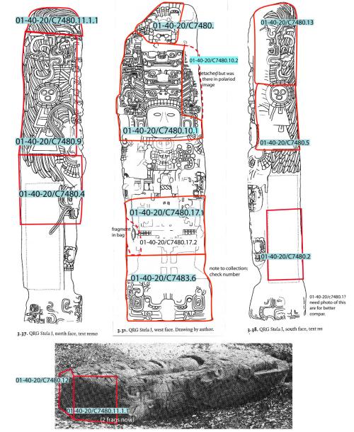 Cast of part of Stela J, Quirigua; west, front, legs