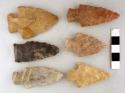 Chipped stone projectile points, stemmed and corner-notched