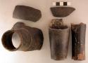Ceramic jar  neck  sherds (from 6 jars), plain, 1 incised, mended