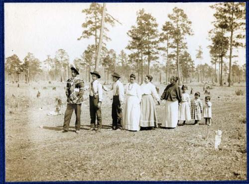 Ready to Begin. SIEN-TAY HEAT-KLA [snake dance] at Bayou Lacombe, Louisiana