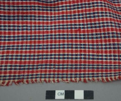 Sample of hand-loomed black & white checked cloth - basket weave