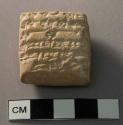 Clay Tablet (approx. 1 1/2 x 1 3/8) Temple record dated in the reign of Dungi