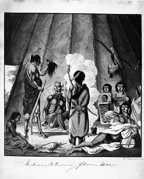 Photo of "Indians Returning From War", Painting by P. Rindisbacher.1825