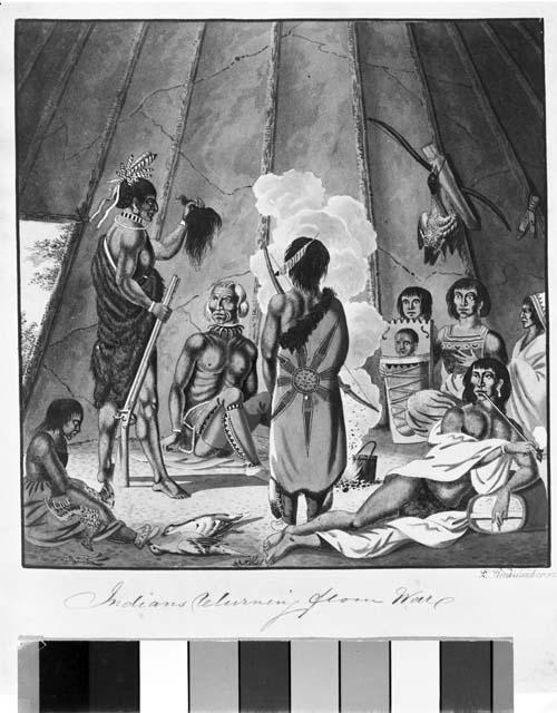 Photo of "Indians Returning From War", Painting by P. Rindisbacher.1825
