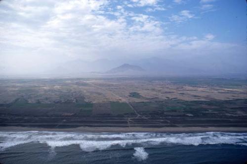 Chan Chan aerial view, Pacific ocean