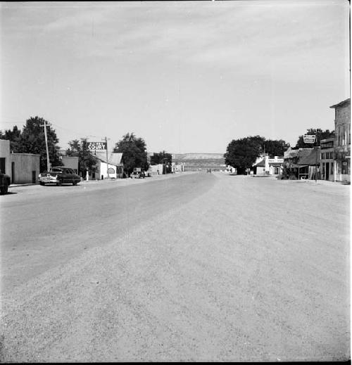 Road running through small town