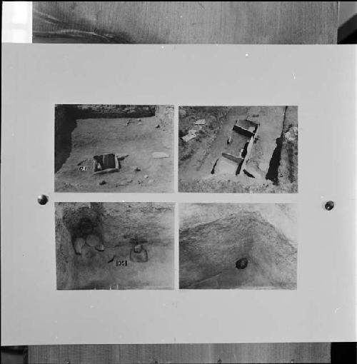 Photograph of photographs of artifacts and dig site