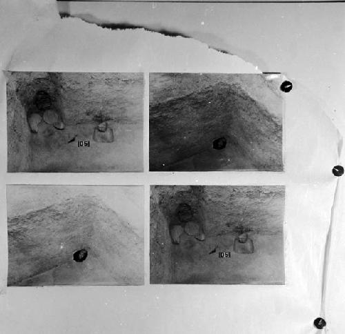 Photograph of photographs of artifacts and dig site