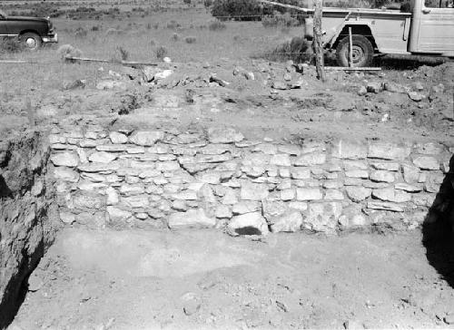 Rock wall at excavation site