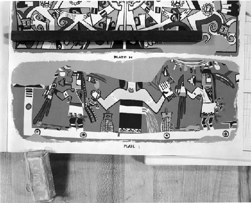 Copy negative of Awatovi, Room 788, composite of parts of left and right walls