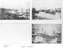 Three images of ships on river