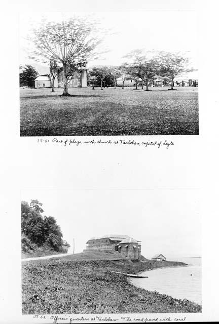 Two images of Tacloban; church, officers' quarters