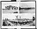 Three images of Manila; municipal building, house on Pasig River, orphanage and asylum