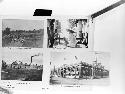 Four images of Manila industry; cotton mill, worker with rope, shipyard, ice plant