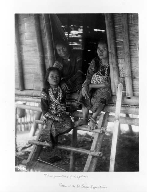 Portrait of three females who represent three generations of Bagobos