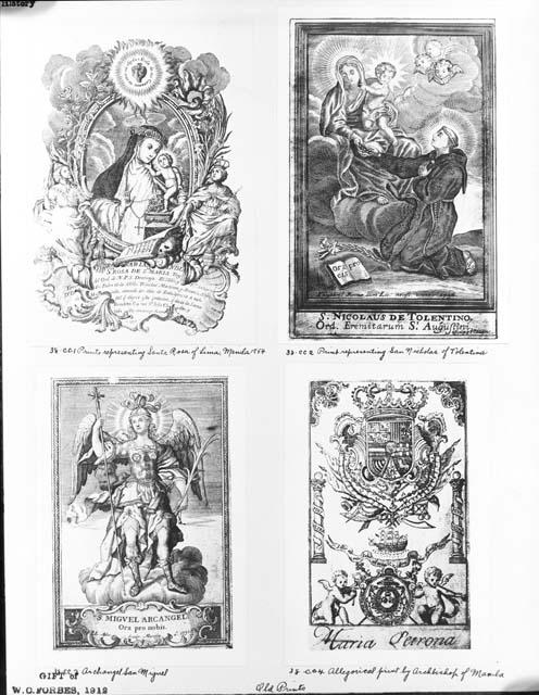 Photograph of four prints representing religious figures/icons