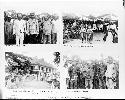 Four images of natives at Cotabato, including young girls dancing, Moro chiefs, ceremony upon government organization