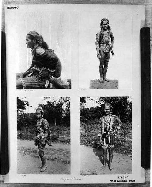 Four images (three standing, posed) of Bagobos