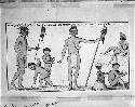 Photograph of sketch depicting men and children