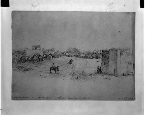 Photograph of sketch of entrance to San Antonio from Alamo