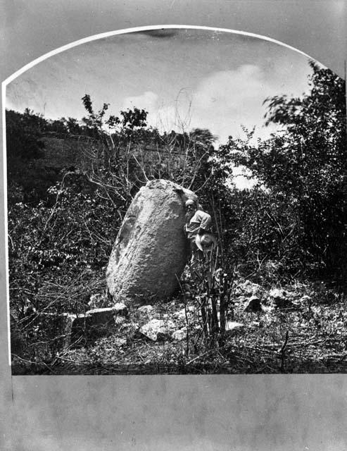 Auguste Le Plongeon with large stone