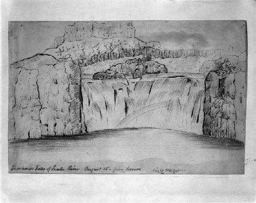 Photograph of sketch of waterfall