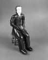 Argillite man, seated; free-standing figure