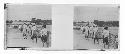 stereo glass slides of Siam; men in white hats on dock