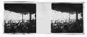 stereo glass slides of Siam; crowd gathered under tent