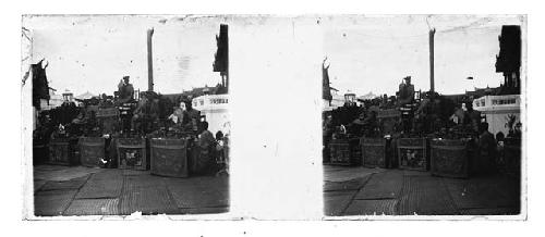 stereo glass slides of Siam; men in traditional at decorative stations