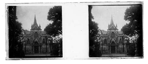 stereo glass slides of Siam; exterior of church-like structure