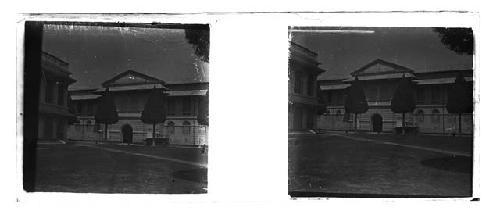 stereo glass slides of Siam; brick structure with archway