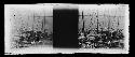 stereo glass slides; closeup of boats with masts at dock