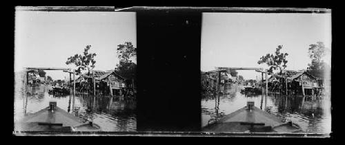 stereo glass slides; river view from vessel